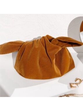 Corduroy Knot Cosmetic Pouch in Rust